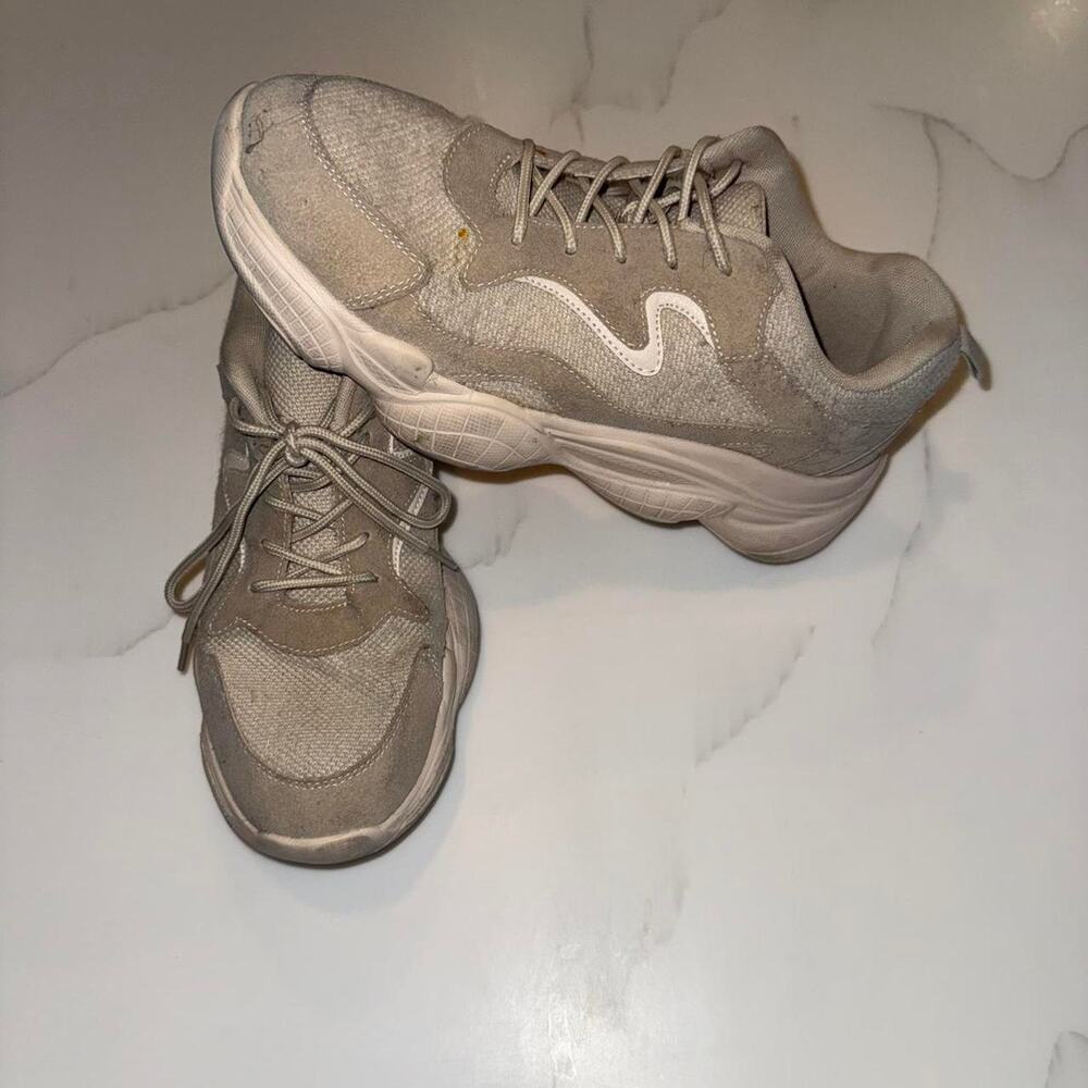 Tan and white chunky sneakers